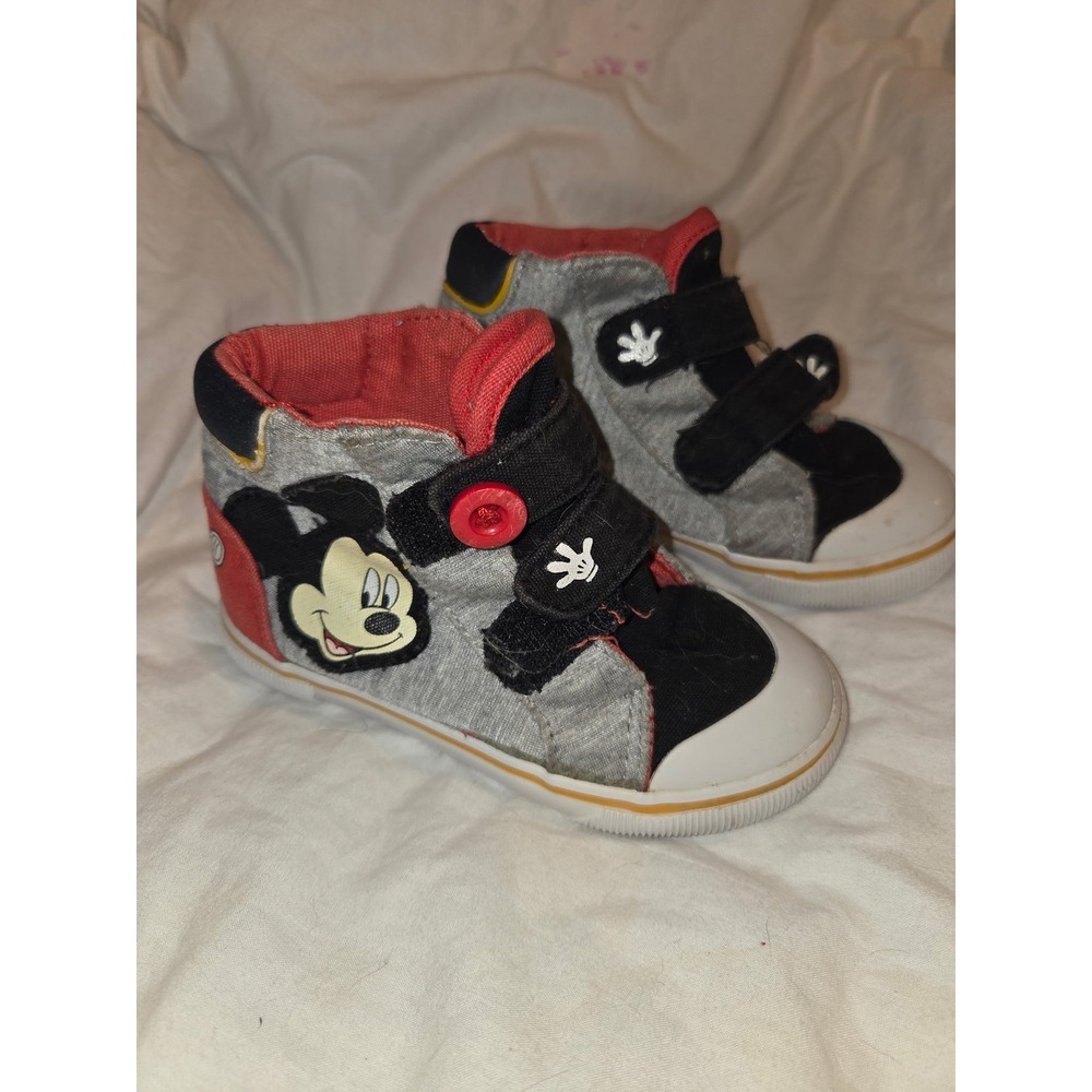 Fila Disney Mickey Mouse Toddler High Top Sneakers Grey Black Red Size 2